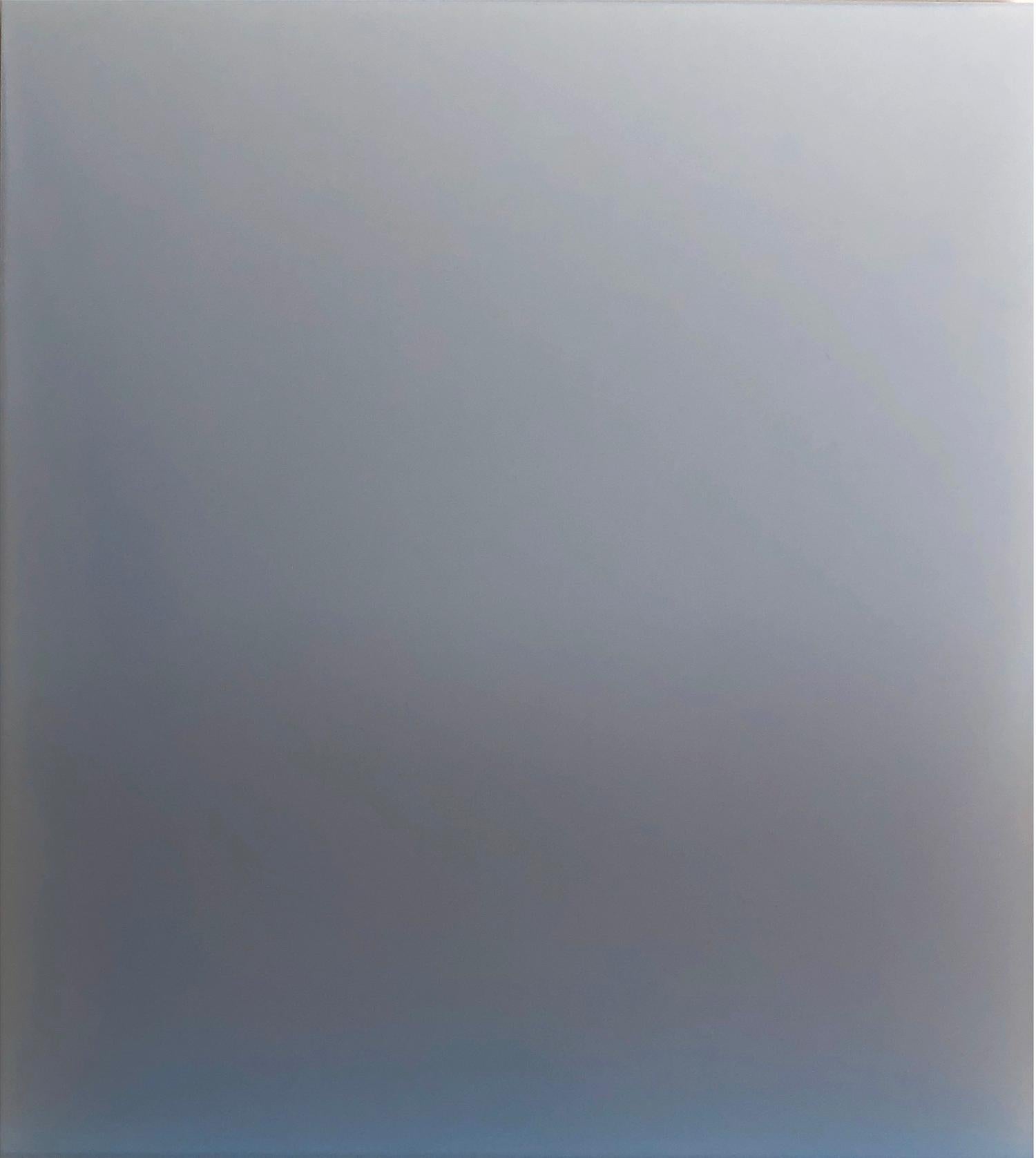 Outland 13 - Abstract Poured Painting Ice Blue Gray Matte Tinted Polymer, 2019