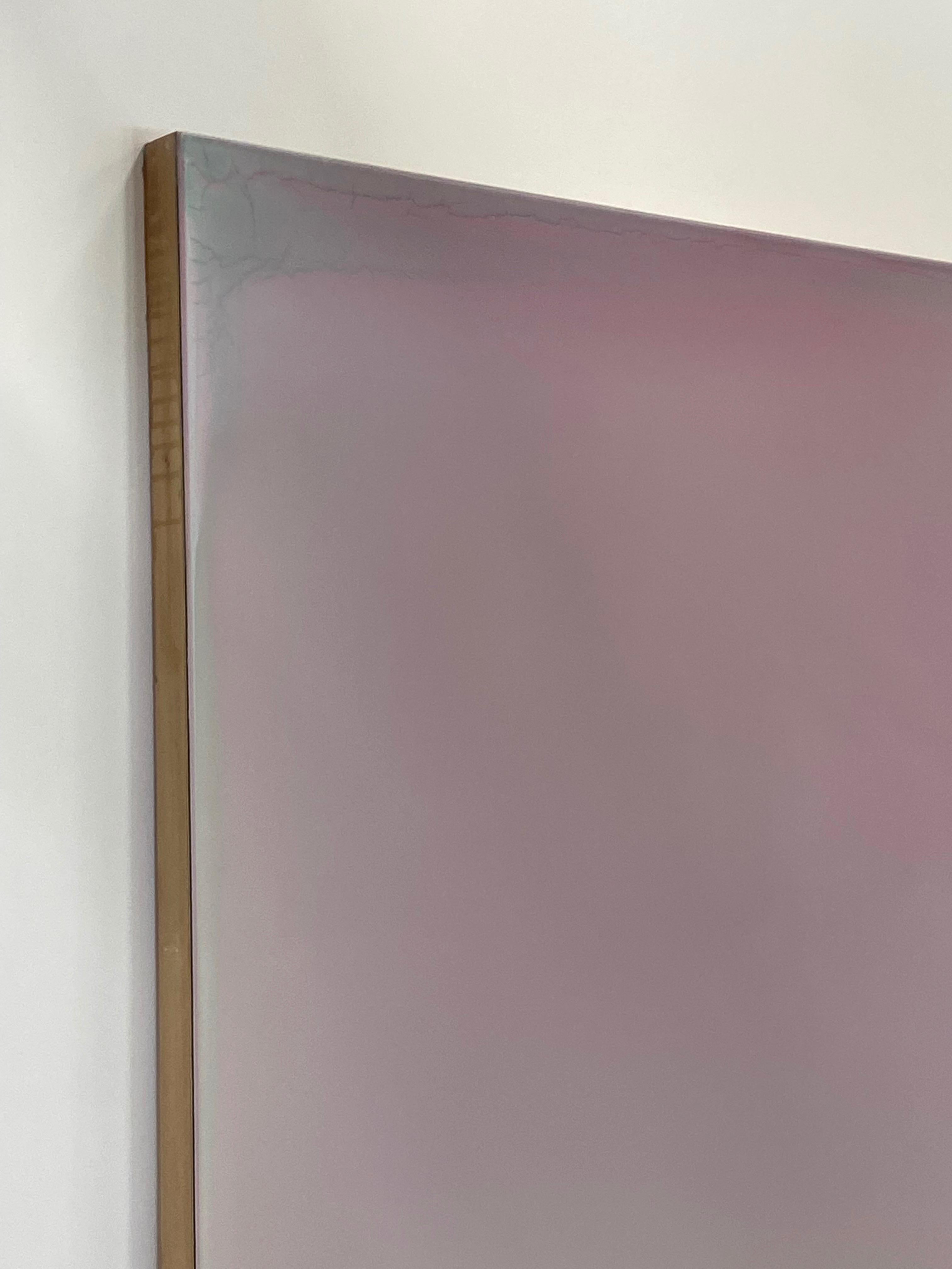 Outland 27, Pittura polimerica astratta colorata, rosa chiaro, rosa polveroso, salvia grigia - Painting Contemporaneo di Susan English