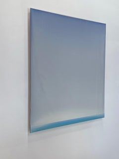 Outland 28, Abstract Tinted Polymer Painting in Pale Sky Blue, Bright Teal
