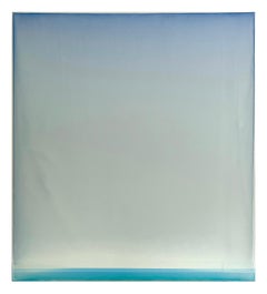 Outland 28, Abstract Tinted Polymer Painting in Pale Sky Blue, Bright Teal