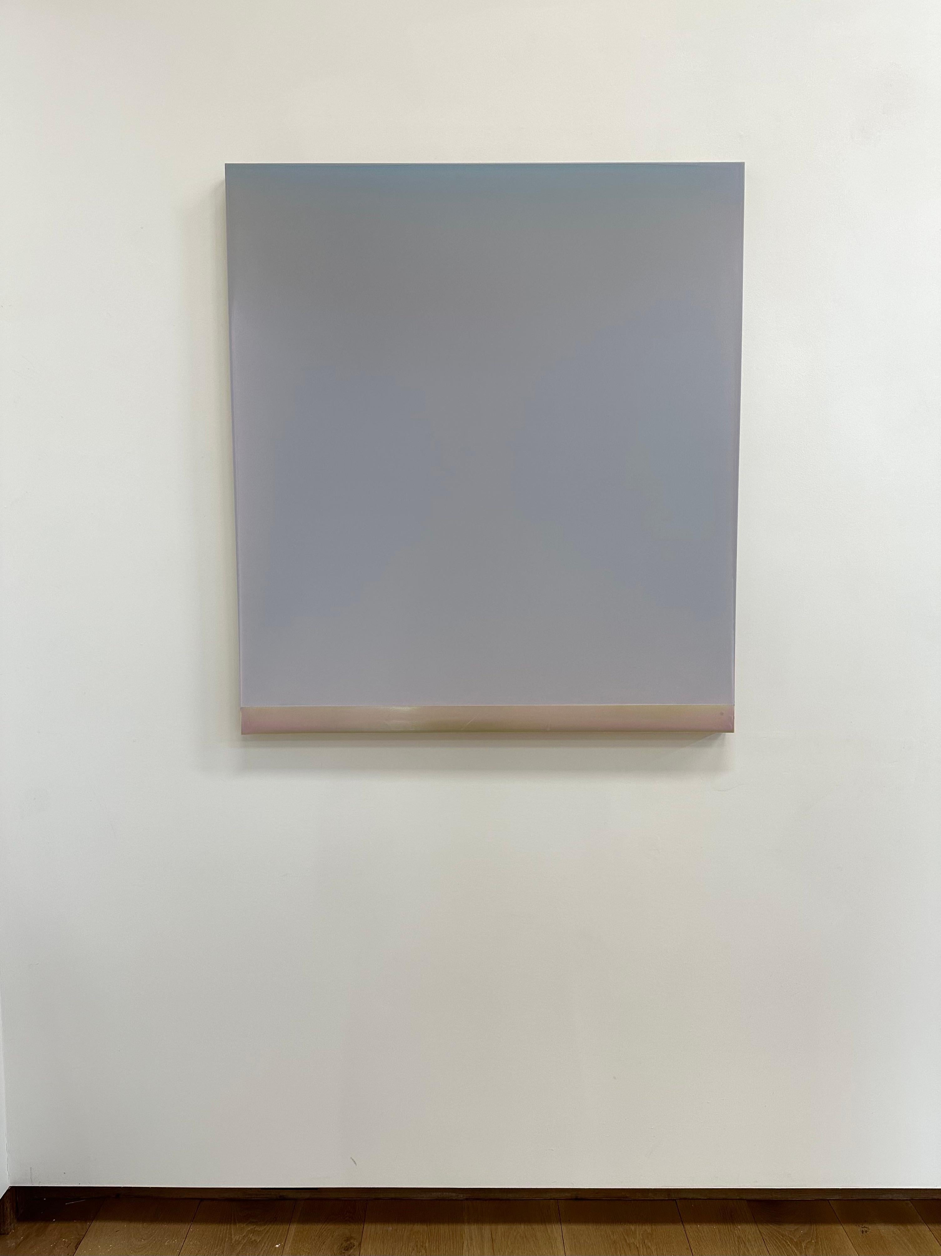 Outland 47 - Contemporary Abstract Poured Painting Icy Blue Beige, 2024 For Sale 10