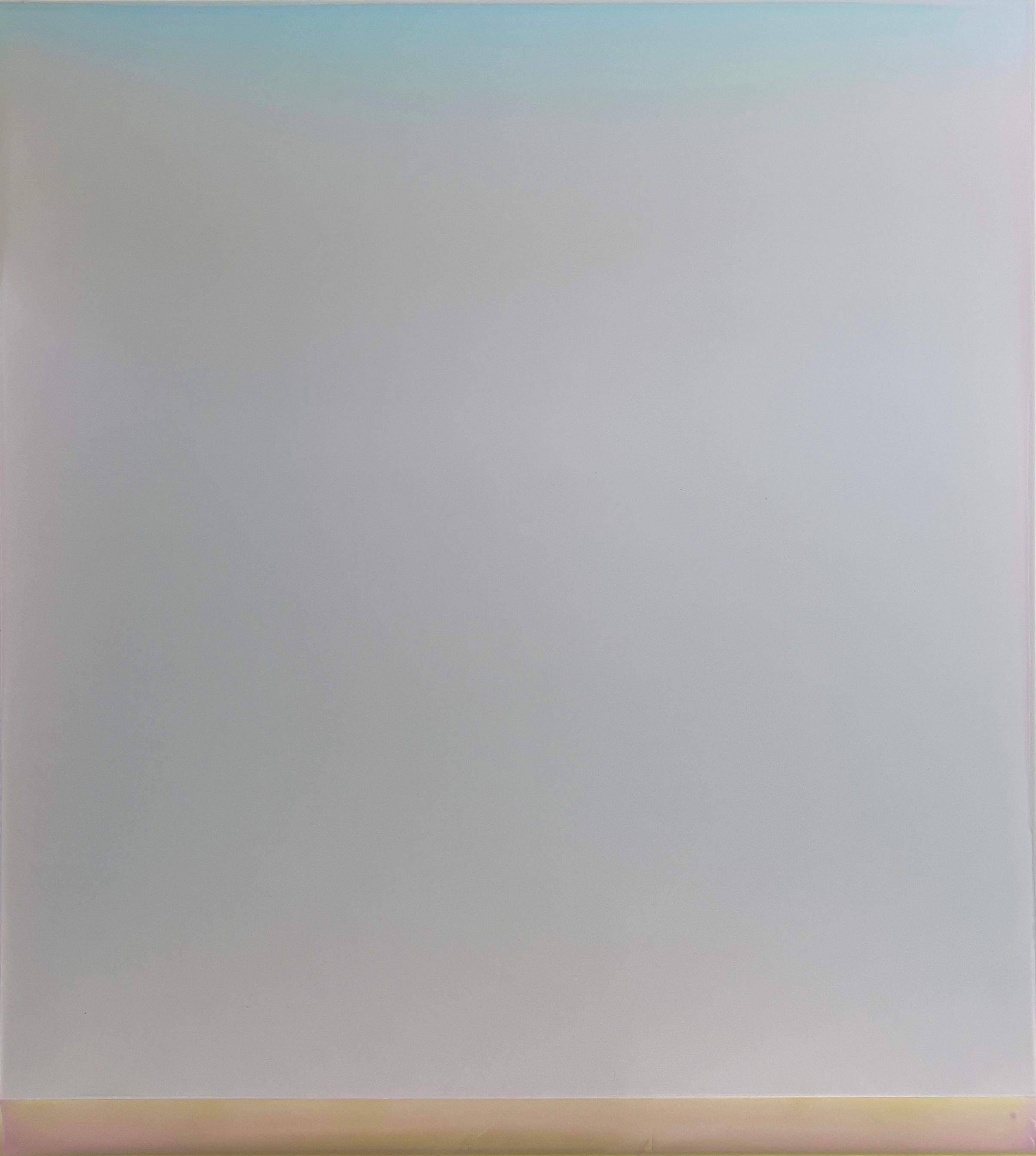 Susan English Abstract Painting - Outland 47 - Contemporary Abstract Poured Painting Icy Blue Beige, 2024