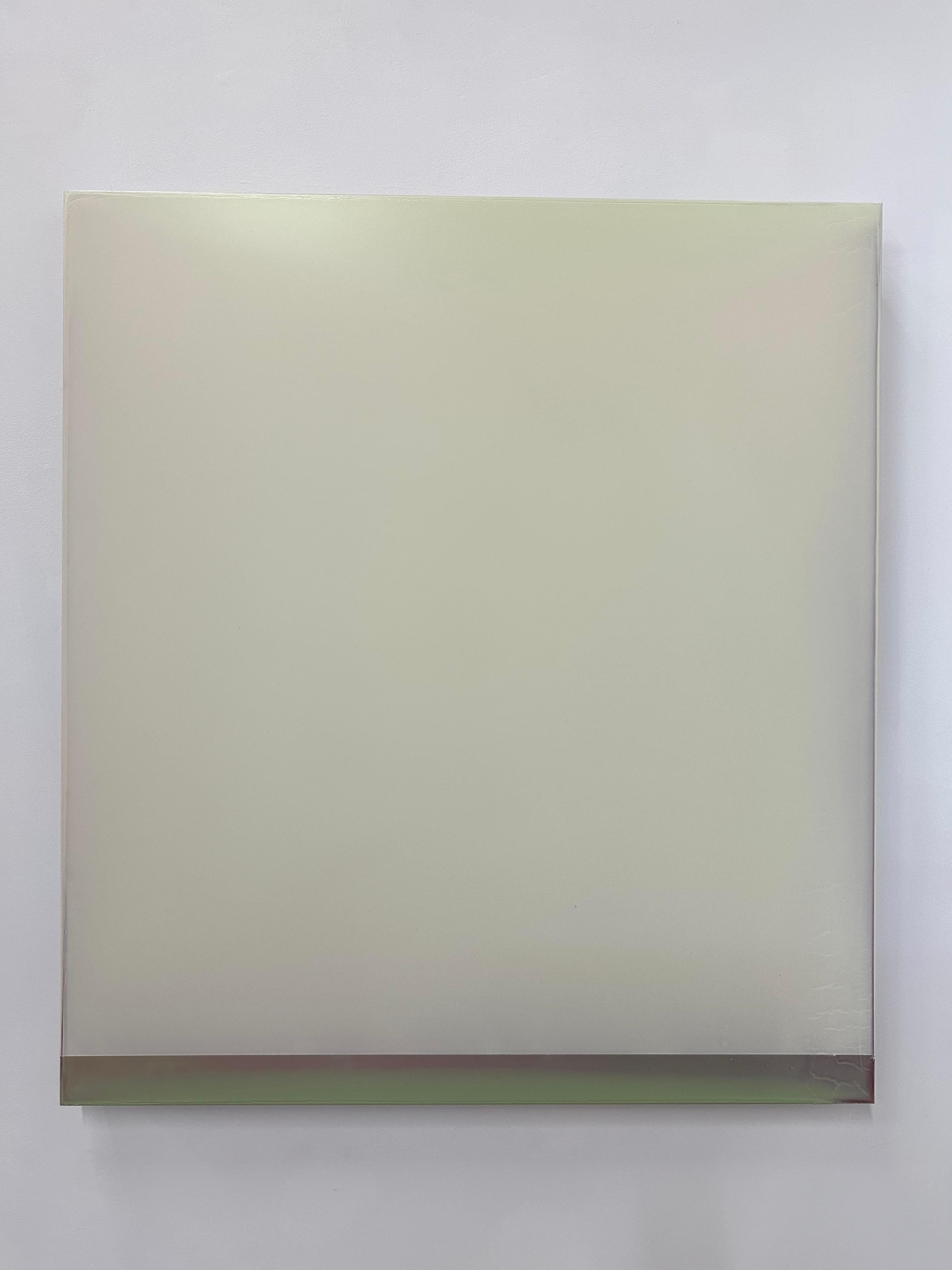Outland No. 34 - Pittura astratta contemporanea versata Giallo Avorio, 2023 - Painting di Susan English