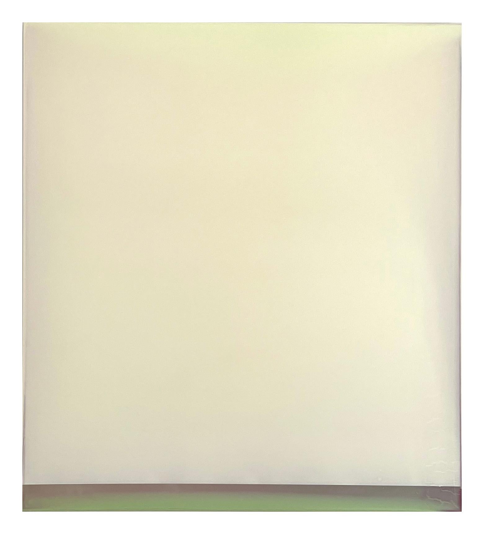 Susan English Abstract Painting – Scherbenwelt Nr. 34, Buttermilch Elfenbeingelb, Mulberry, Oliv getönte Polymermalerei
