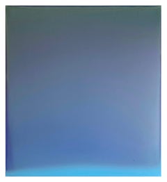 Overcast Blue, Abstract Tinted Polymer Painting in Blue Gray, Aqua Blue, Indigo