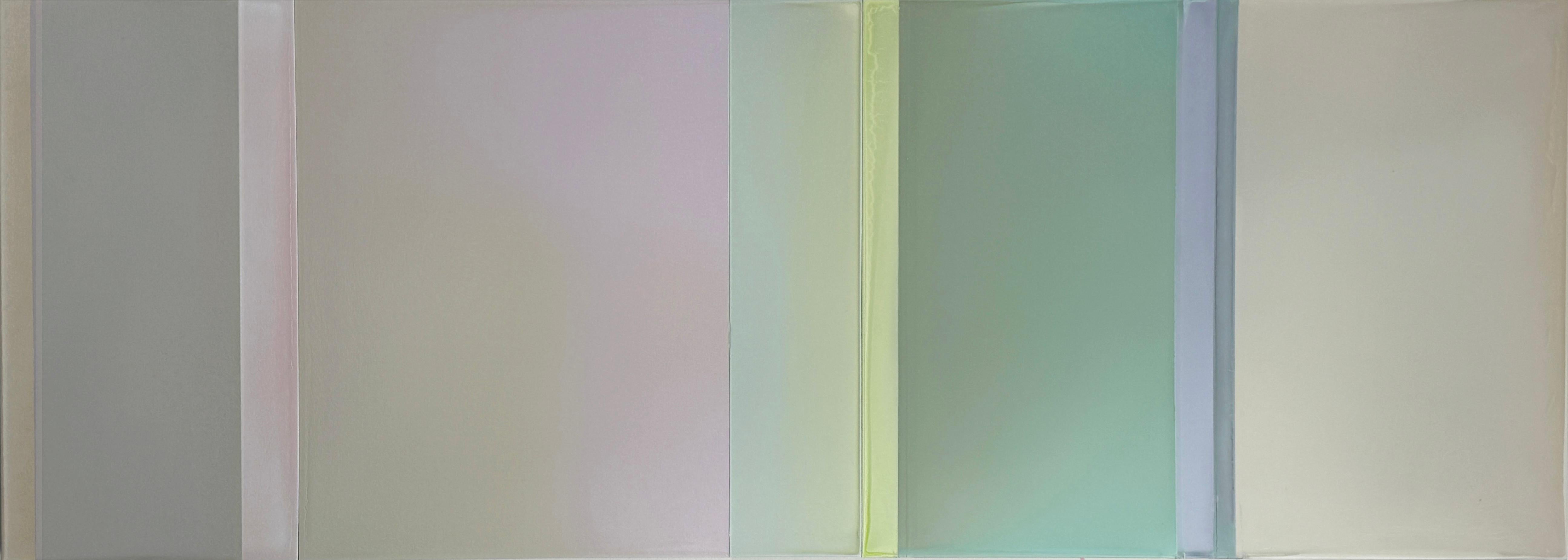 Abstract Painting di Susan English - Angelo Rosa Necessario - Sage Jade Aqua Blue Green Pittura colata, 2025
