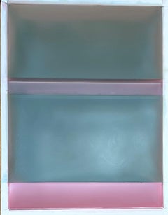 Rose Bleed Wide Footer - Contemporary Sage Jade Green Pale Pink Yupo Paper, 2022