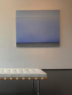 Sea Wall, Large Tinted Polymer Painting in Pale Violet, Light Blue, Soft Violet