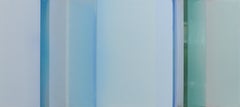 Shades of Ocean, Horizontal Glossy Painting in Pale Teal Green, Blue, Blue Gray