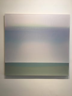 Split Cloud, Tinted Polymer Painting in Soft Mint Green, Lilac and Pale Pink