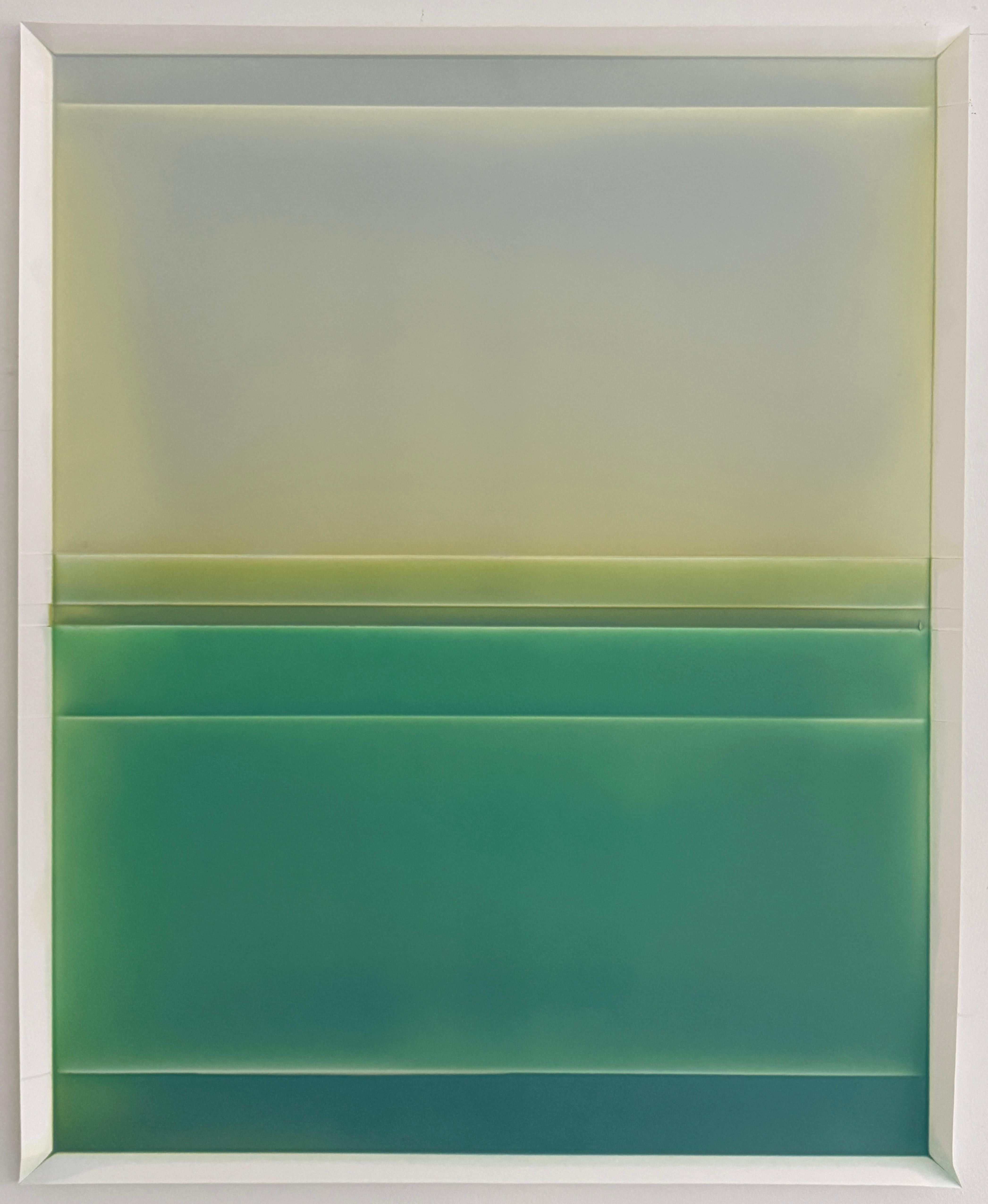 Susan English "Cascading Folds (with footer) No.82" 2026 polymère teinté sur Yupo