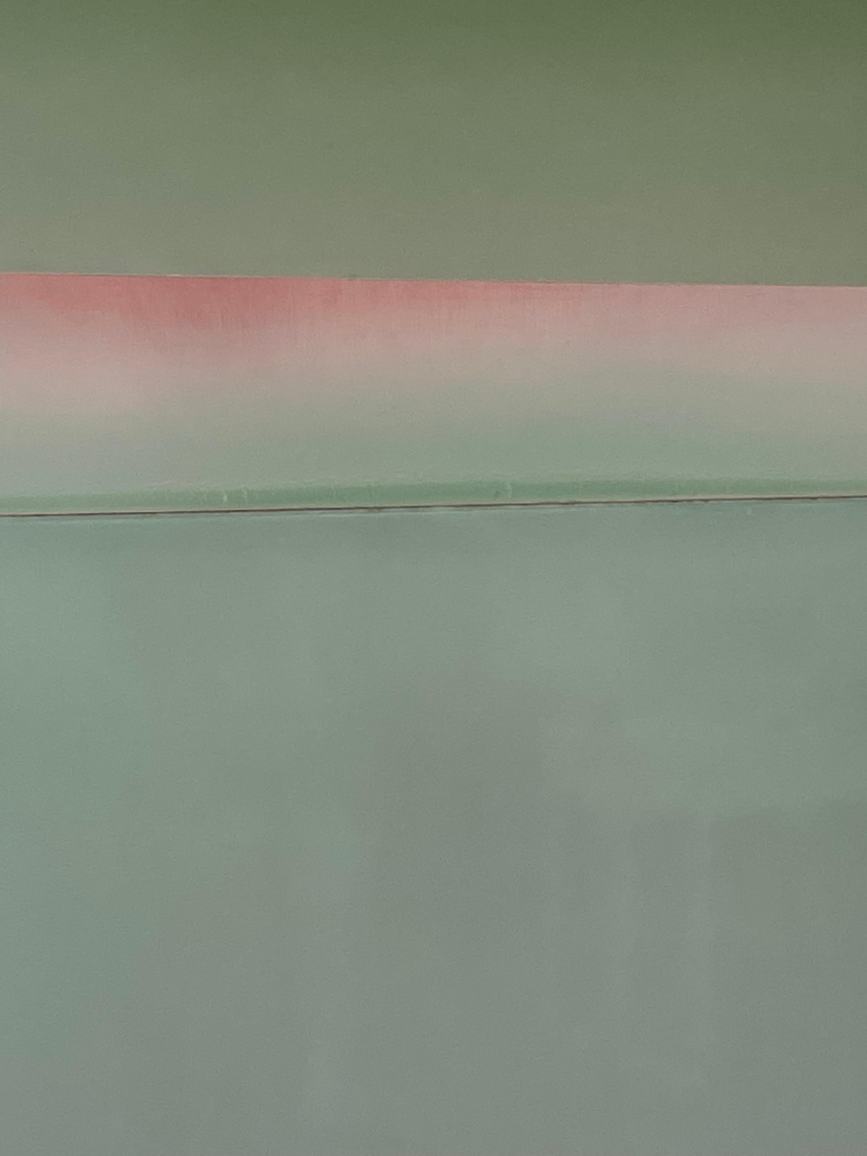 Traces - Contemporary Olive Green Coral Pink Abstract Poured Painting, 2021 For Sale 3