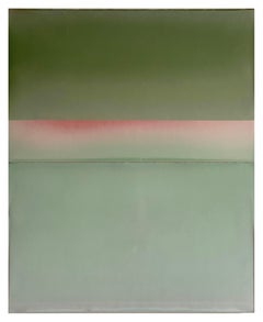 Traces - Contemporary Olive Green Coral Pink Abstract Poured Painting, 2021
