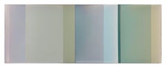 Vertical Landscape, Horizontal Glossy Painting, Pale Jade Green, Light Teal