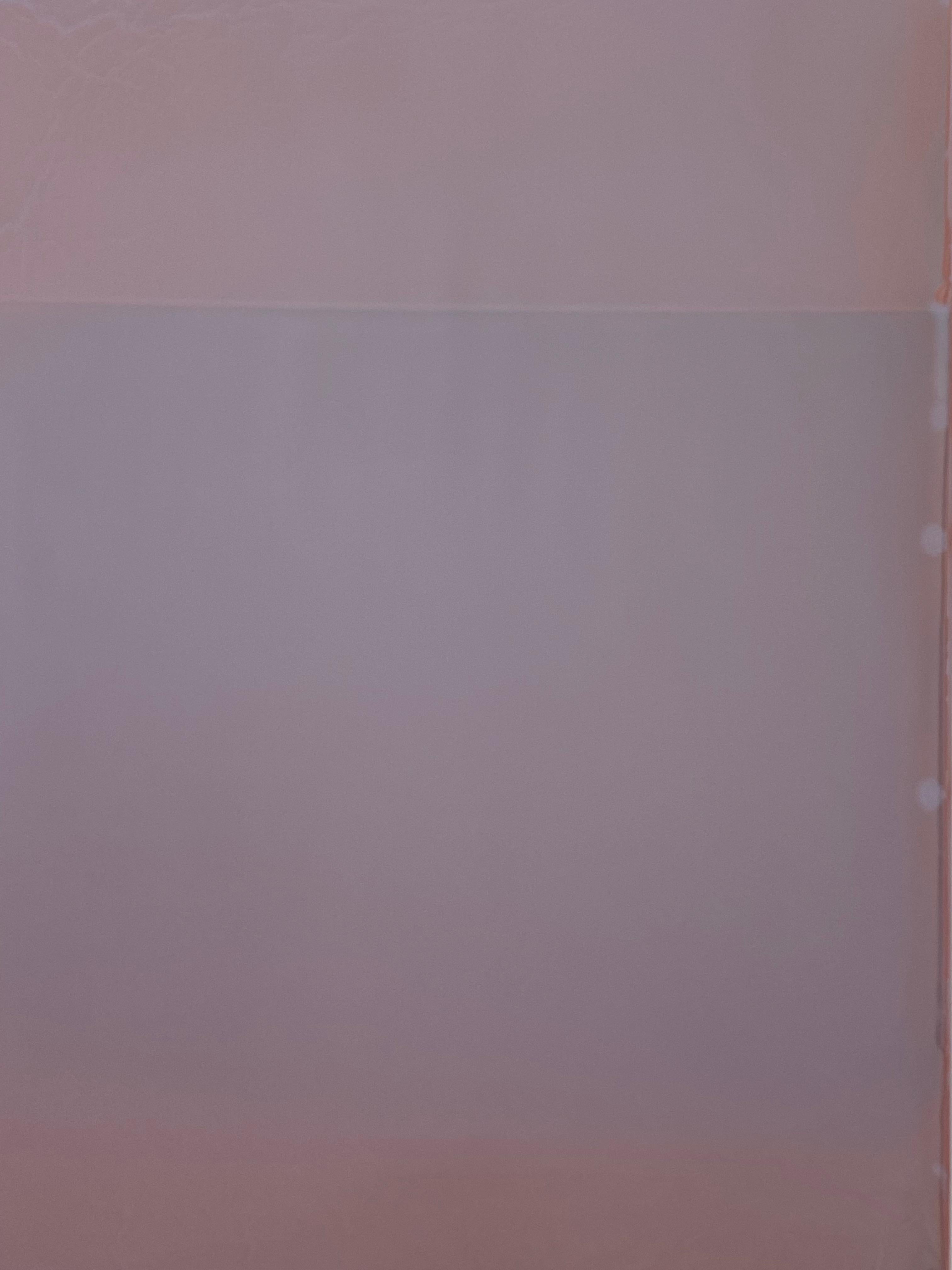 Weather Five, Light Peach Pink, Lilac Tinted Polymer Painting on Floating Panel For Sale 4