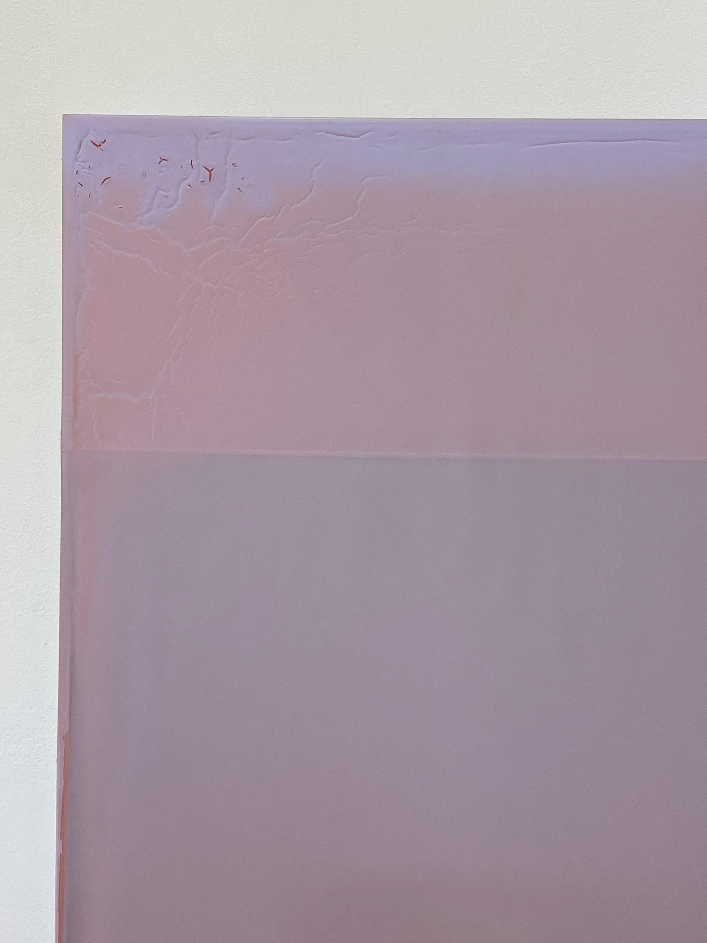 Weather Five, Light Peach Pink, Lilac Tinted Polymer Painting on Floating Panel For Sale 1
