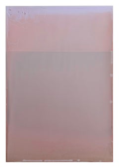 Weather Five, Light Peach Pink, Lilac Tinted Polymer Painting on Floating Panel