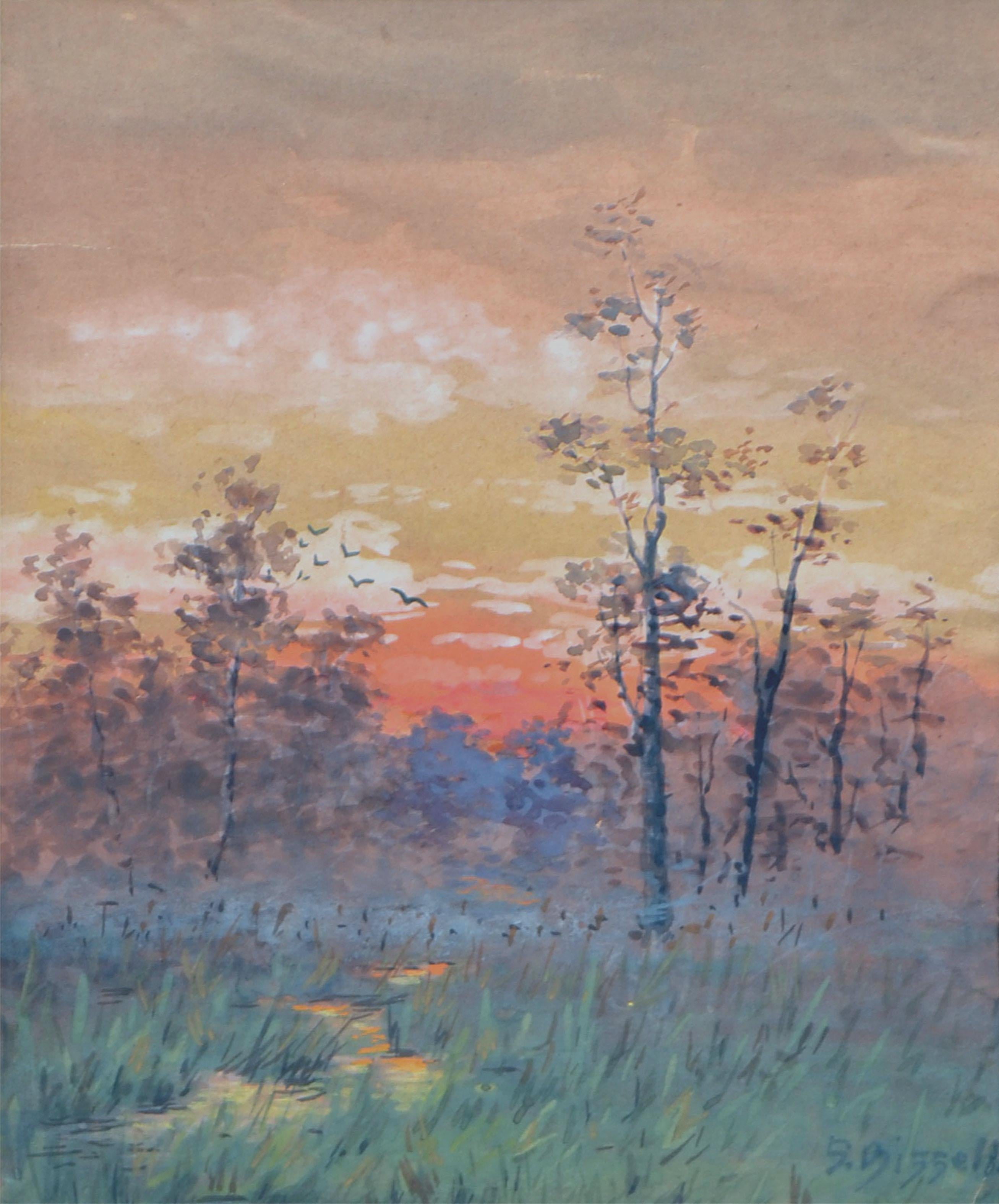 Late 19th Century Berkshire Sunrise Landscape  - Painting by Susan Field Bissell