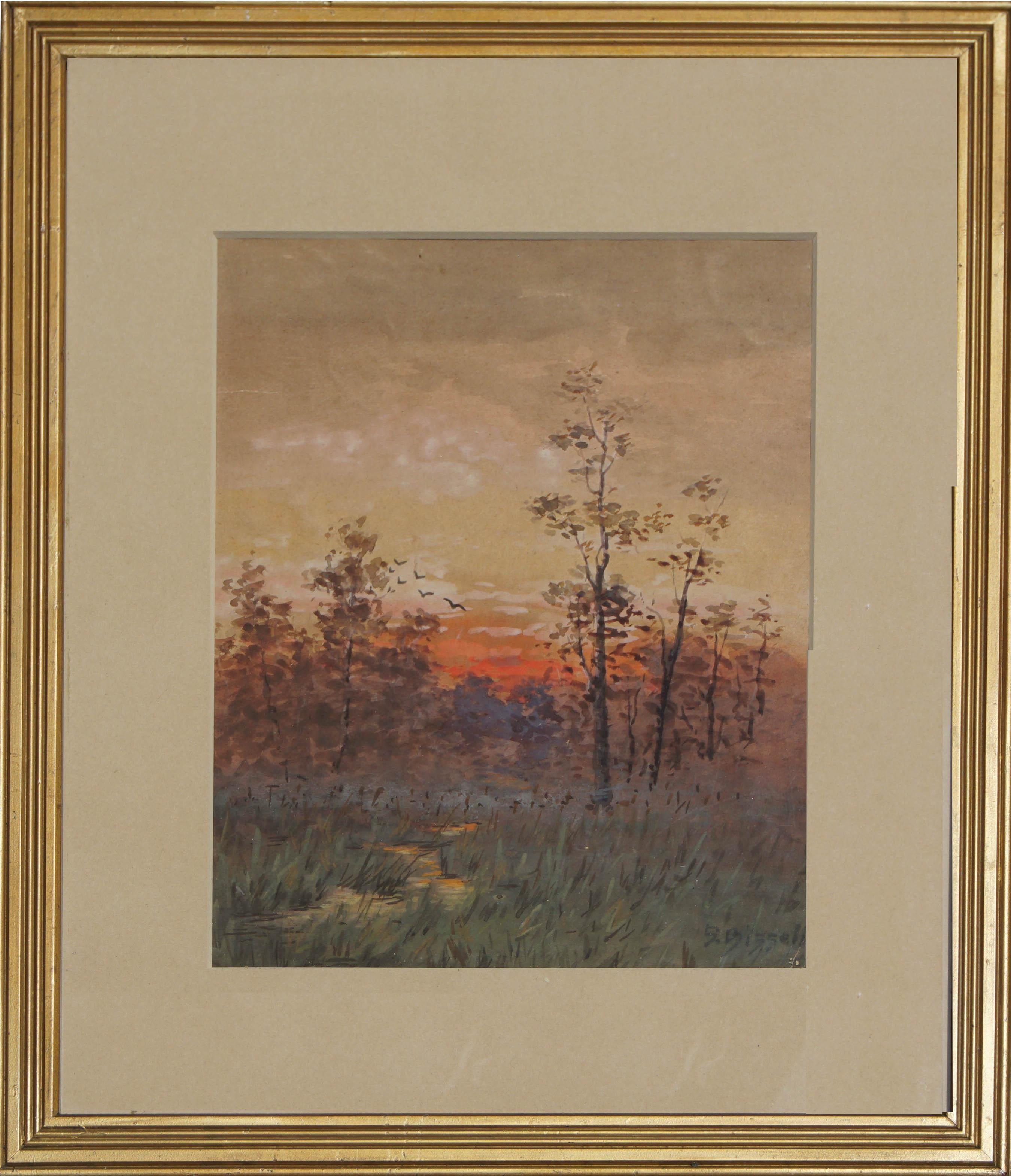 Susan Field Bissell Landscape Painting - Late 19th Century Berkshire Sunrise Landscape 
