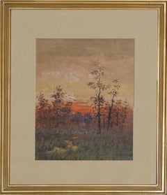 Antique Late 19th Century Berkshire Sunrise Landscape 