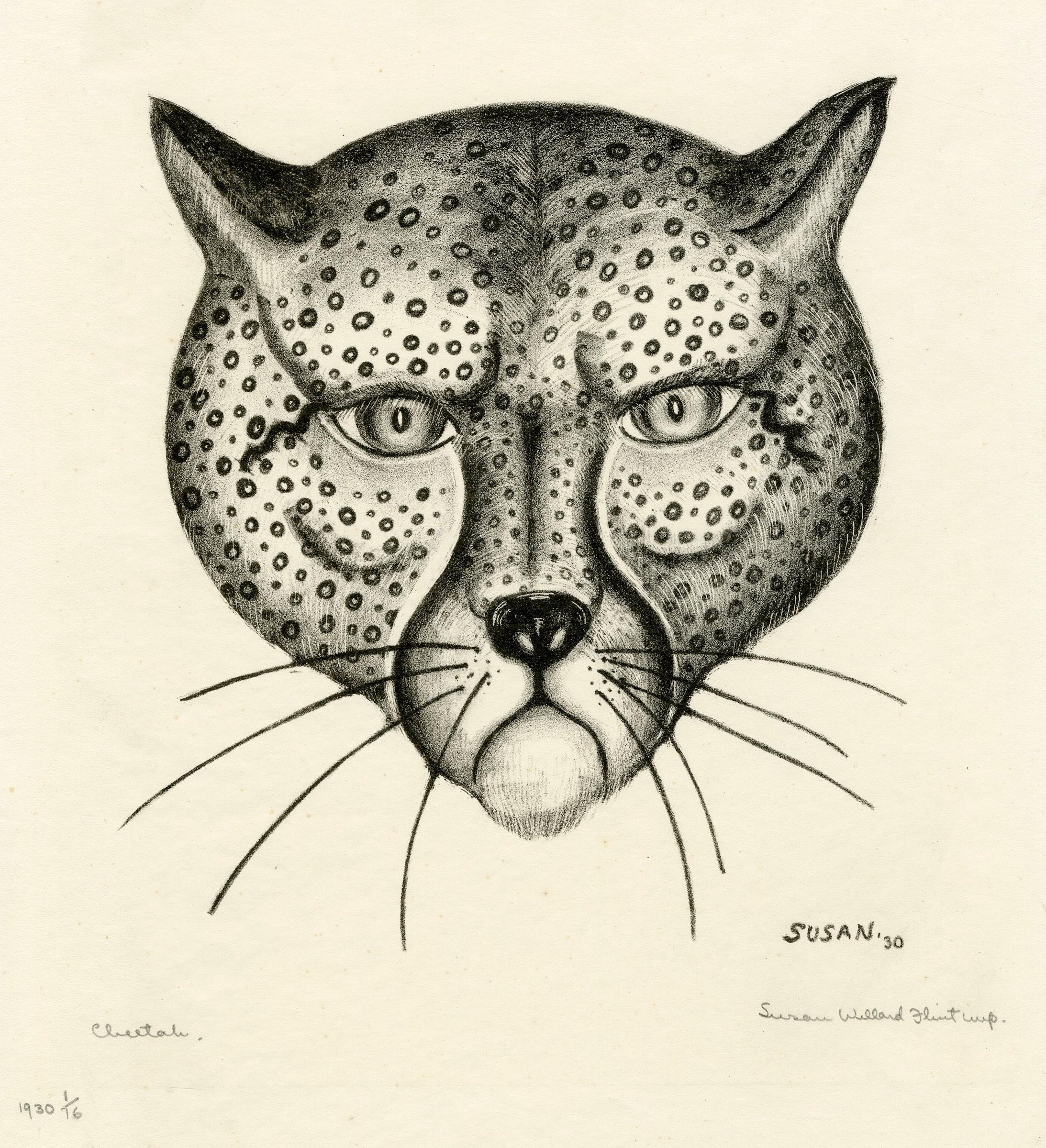 Susan Flint Portrait Print – Cheetah