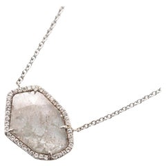 Susan Foster White Gold Diamond Slice Necklace