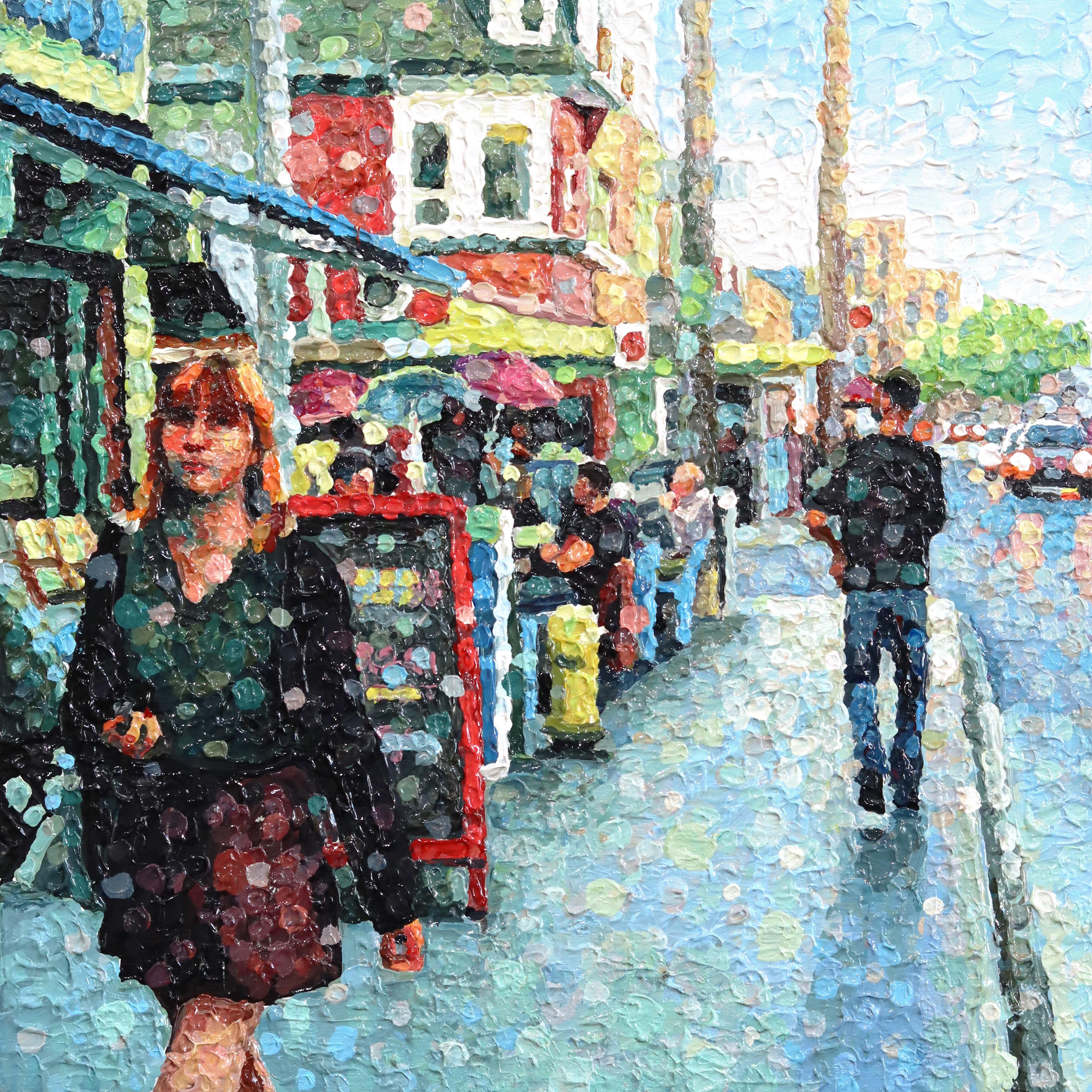Coming True - Original Urban Figurative Still Life Pointillist Textured Art