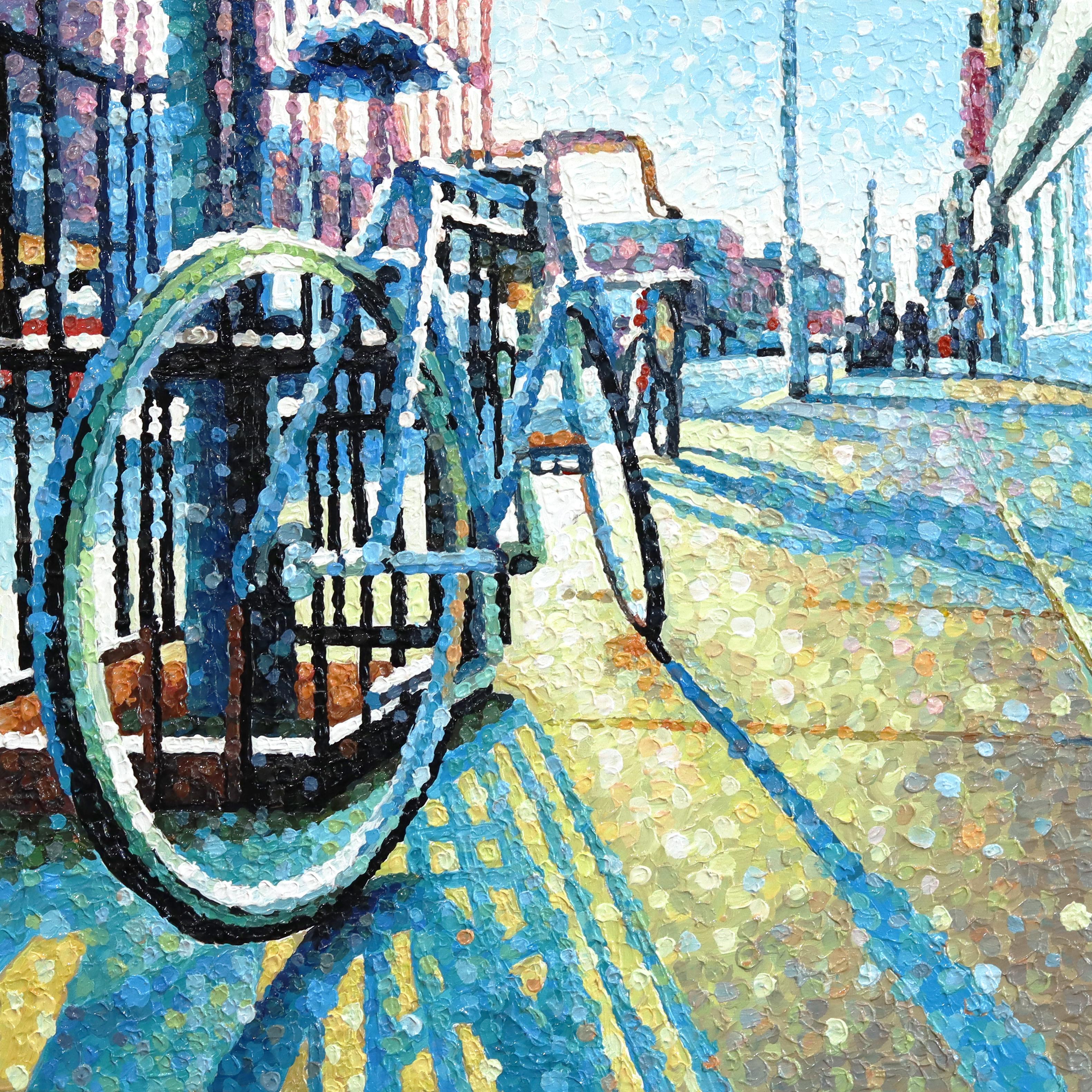 Live Through You - Original Urban Bike Still Life Pointillist Textured Artwork