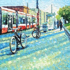 «Look Within»: obra de arte figurativa urbana original, bodegón puntillista con textura