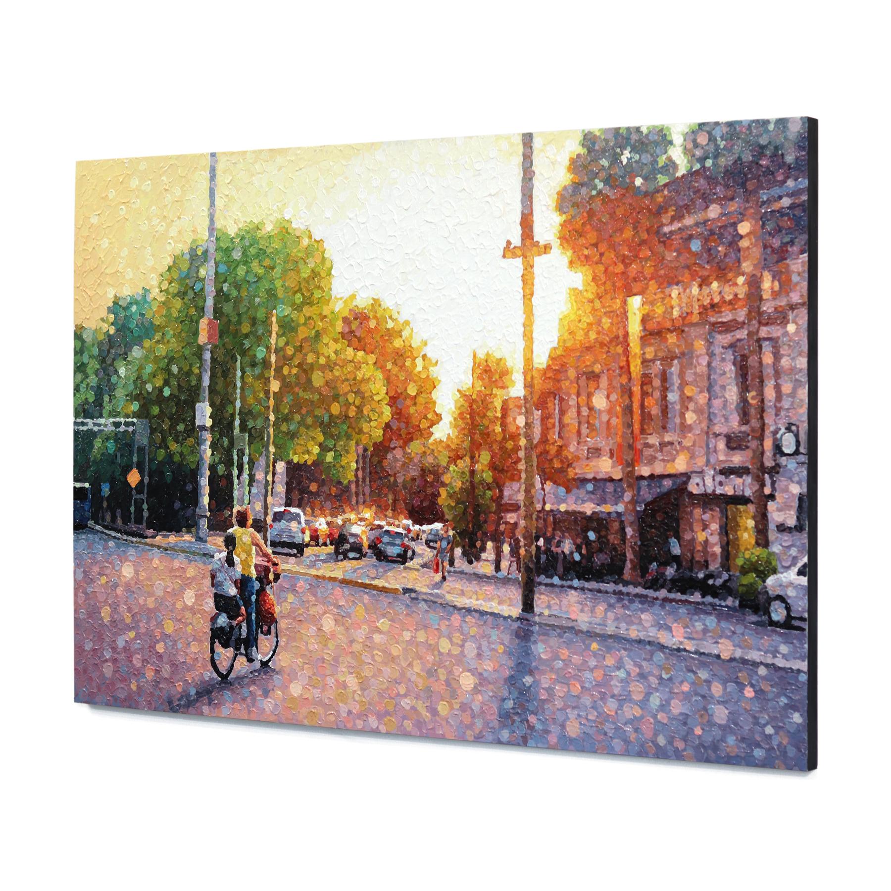 Das schlagende Herz - Original farbenfrohes Stillleben Pointillist texturiertes Kunstwerk (Braun), Still-Life Painting, von Susan Gale