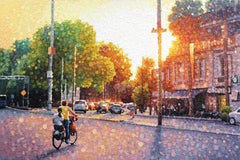 The Beating Heart - Original Colorful Still Life Pointillist Textured Artwork