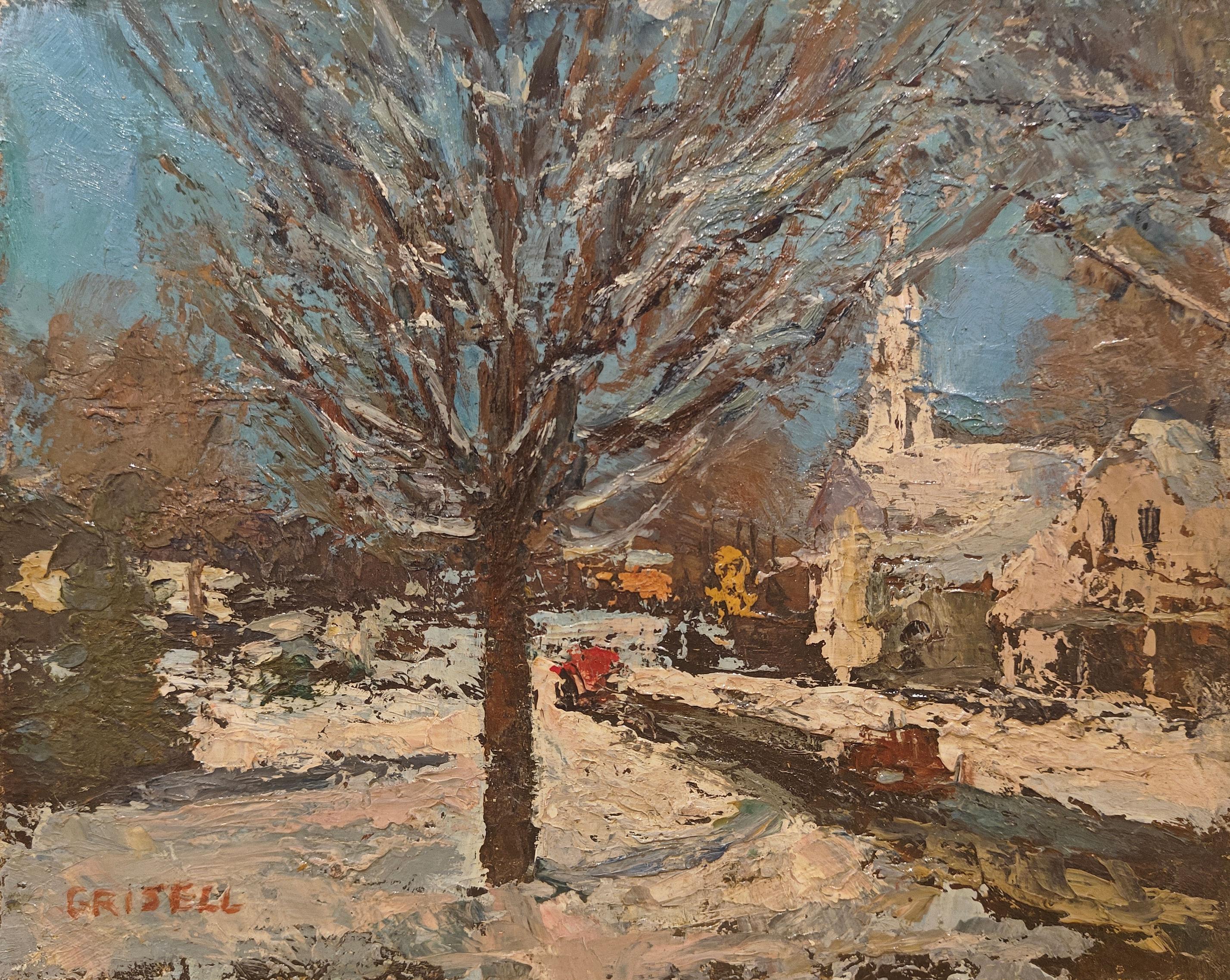 Susan Grisell
A New England Church, circa 1975
Signed lower left
Oil on board
8 x 9 7/8 inches


Following the guidance of her long-time teacher and mentor, the respected New England impressionist painter, Bernard Lennon, Susan Grisell developed a