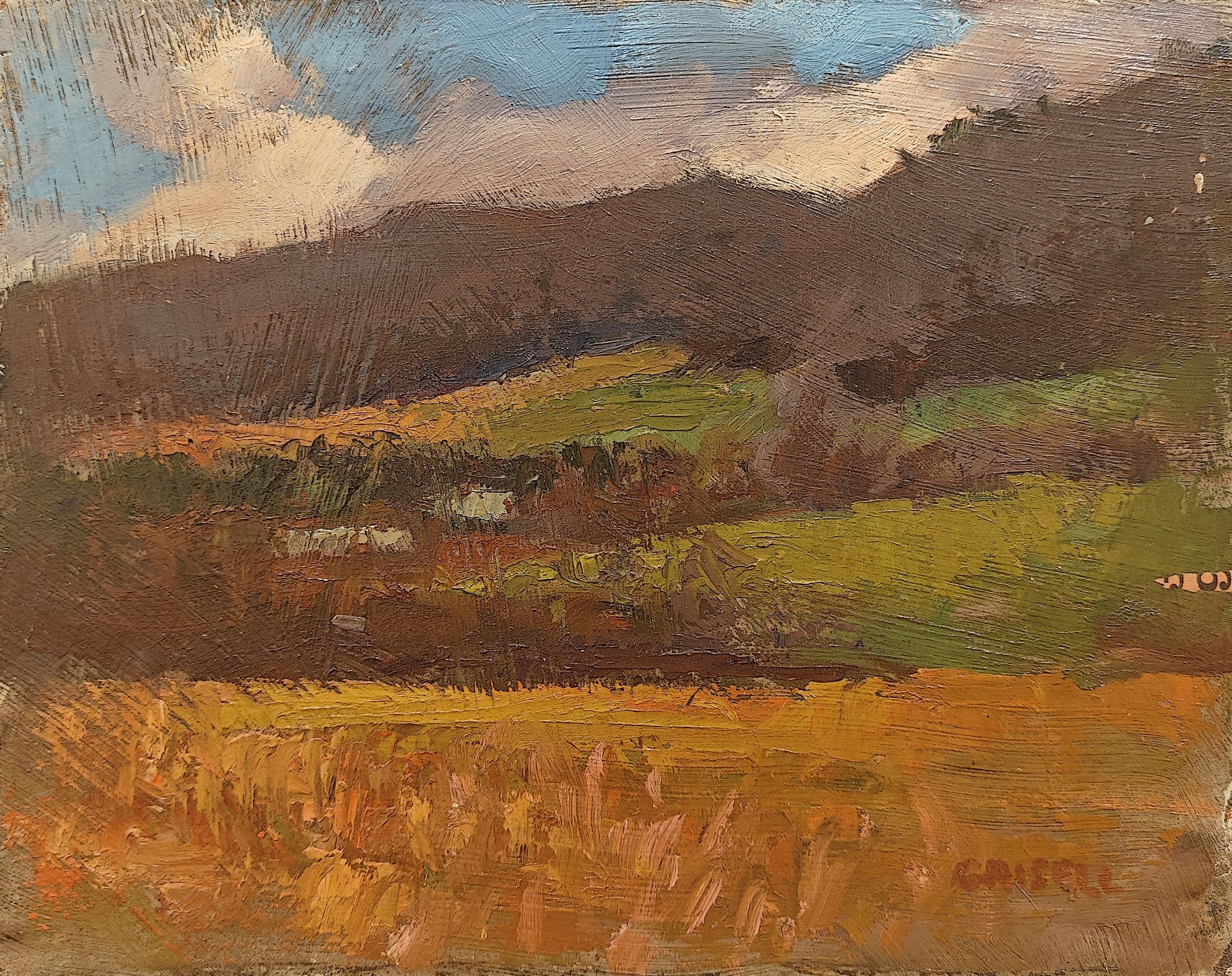 Susan Grisell
Connecticut Hills, circa 1970
Signed lower right
Oil on board
8 x 9 3/4 inches


Following the guidance of her long-time teacher and mentor, the respected New England impressionist painter, Bernard Lennon, Susan Grisell developed a