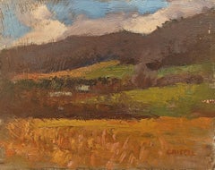"Connecticut Hills" Susan Grisell, Impressionist Summer Field, Green Hills