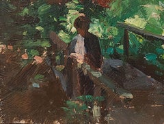 "In the Woods" Susan Grisell, Impressionist Wooded Landscape, Bright Sunlight