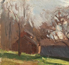 "On the Farm" Susan Grisell, Impressionist Farm Landscape, North East, American