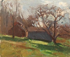 "On the Farm" Susan Grisell, Impressionist Farm Landscape, North East, American