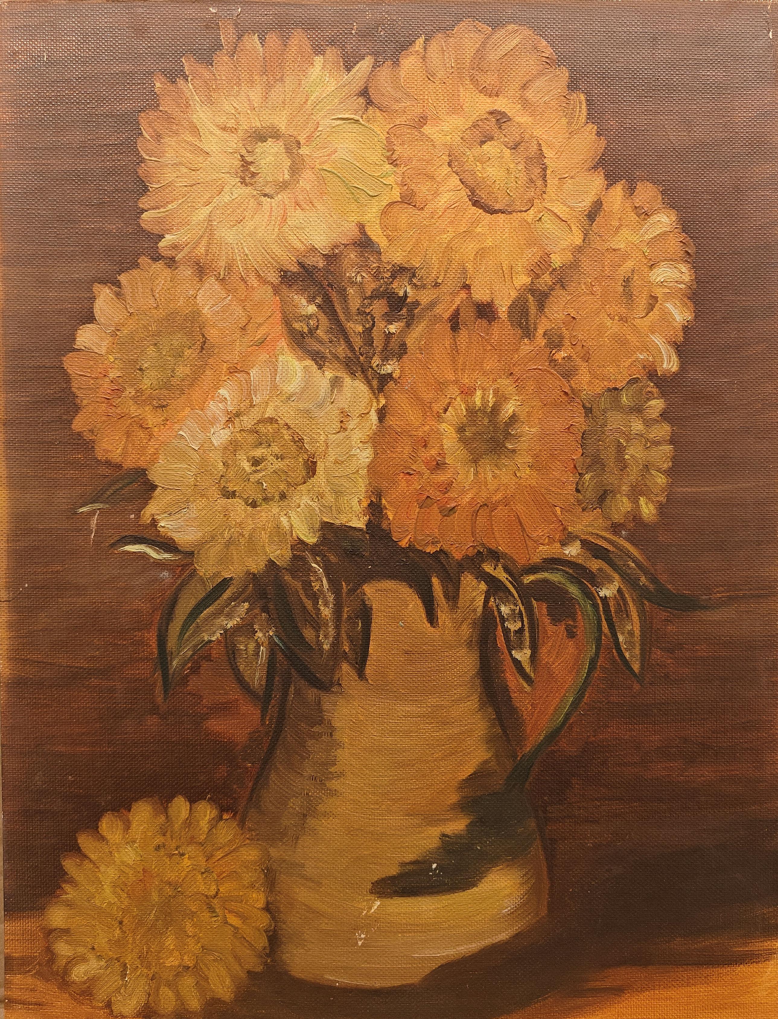 Susan Grisell
Sunflower Still Life
Oil on canvas laid on card
15 1/2 x 12 inches


Following the guidance of her long-time teacher and mentor, the respected New England impressionist painter, Bernard Lennon, Susan Grisell developed a style marked