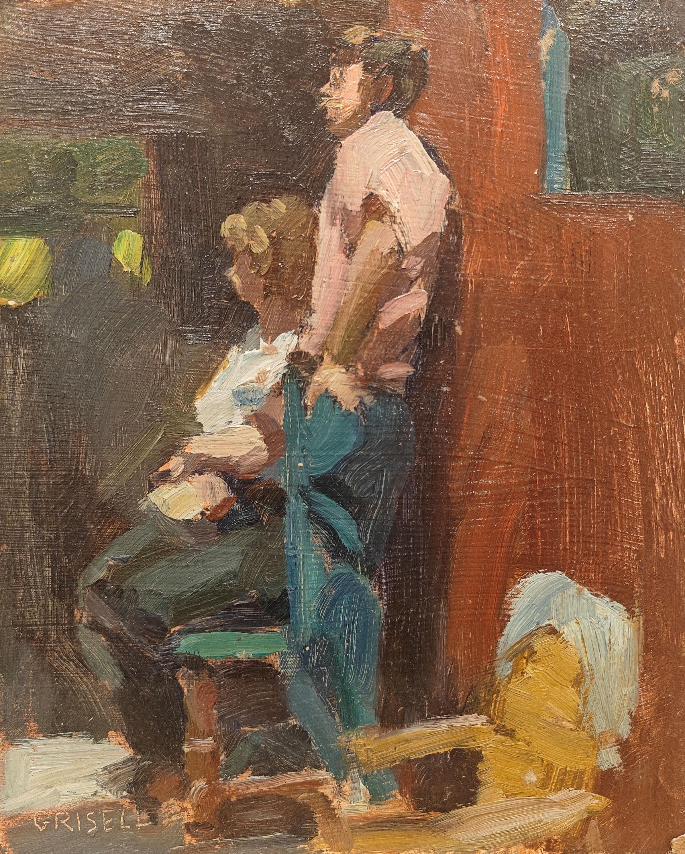 Susan Grisell
Waiting, circa 1985
Signed lower left
Oil on board
9 3/4 x 8 inches


Following the guidance of her long-time teacher and mentor, the respected New England impressionist painter, Bernard Lennon, Susan Grisell developed a style marked