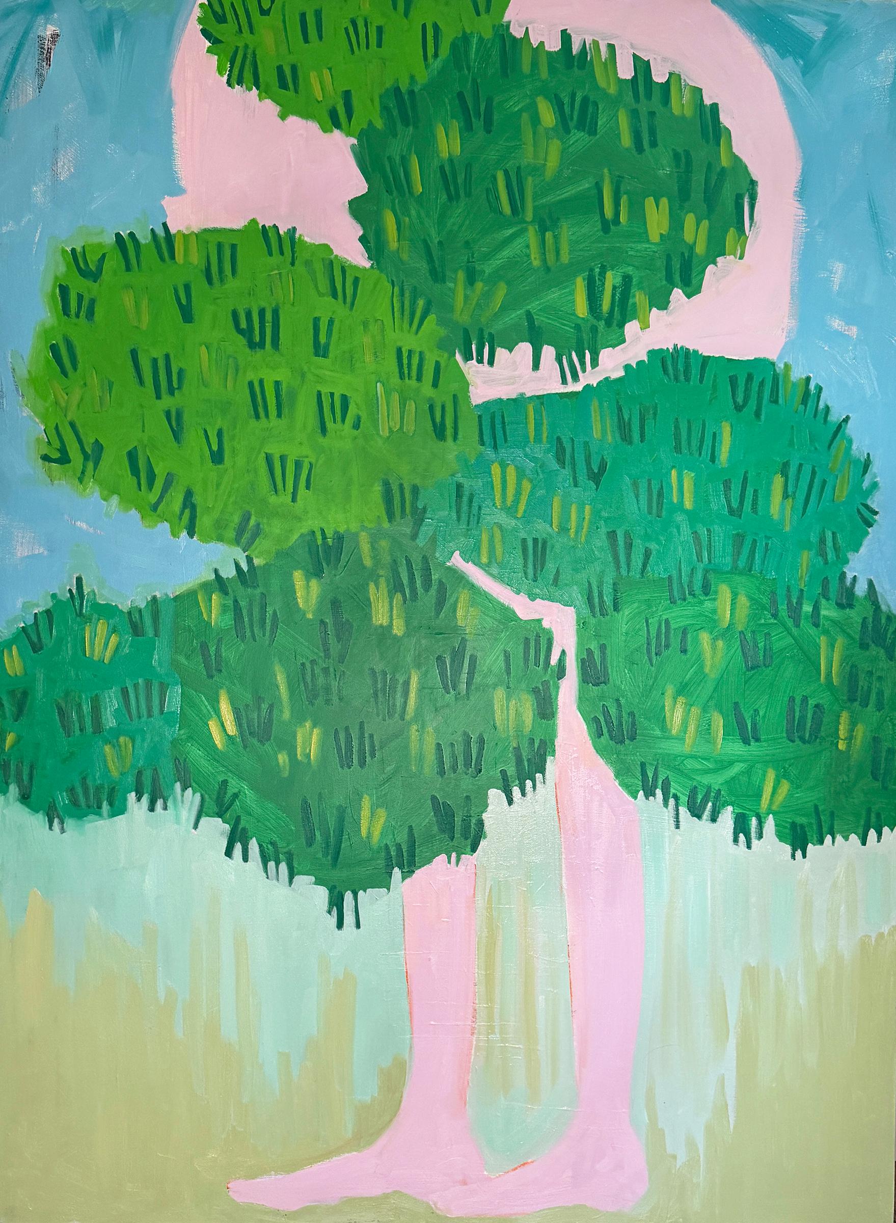Susan Hable Abstract Painting - "Bonsai 1" abstract botanical, figurative, flowers, plants, pattern