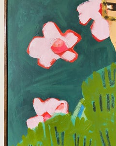 "Creeper" - figurative, pink, abstract, whimsical, pattern, botanical