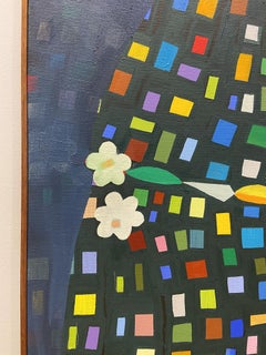 "Daisy Chain" - blue, abstract, whimsical, pattern, botanical