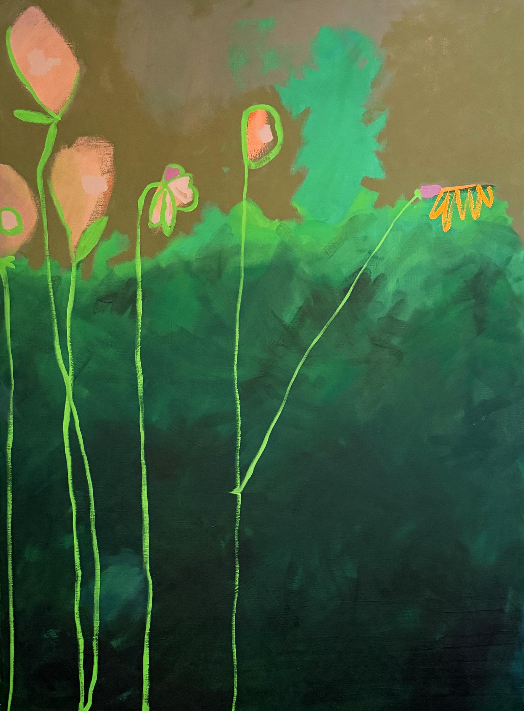 "Dusk" - green, abstract, botanical, landscape