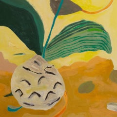 "Fruit" - colorful abstract painting, botanical, green, flower, painterly