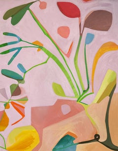"How Did It Do That" - pink, abstract, whimsical, pattern, botanical