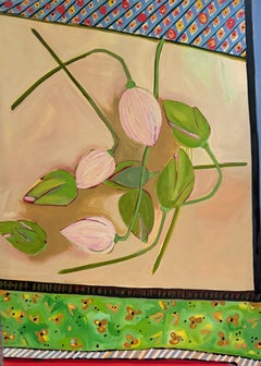 "Lotus au marché" - rose, abstrait, motif, botanique