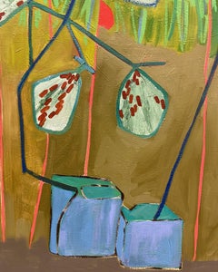 "Money Plant" - pink, abstract, pattern, dots, botanical