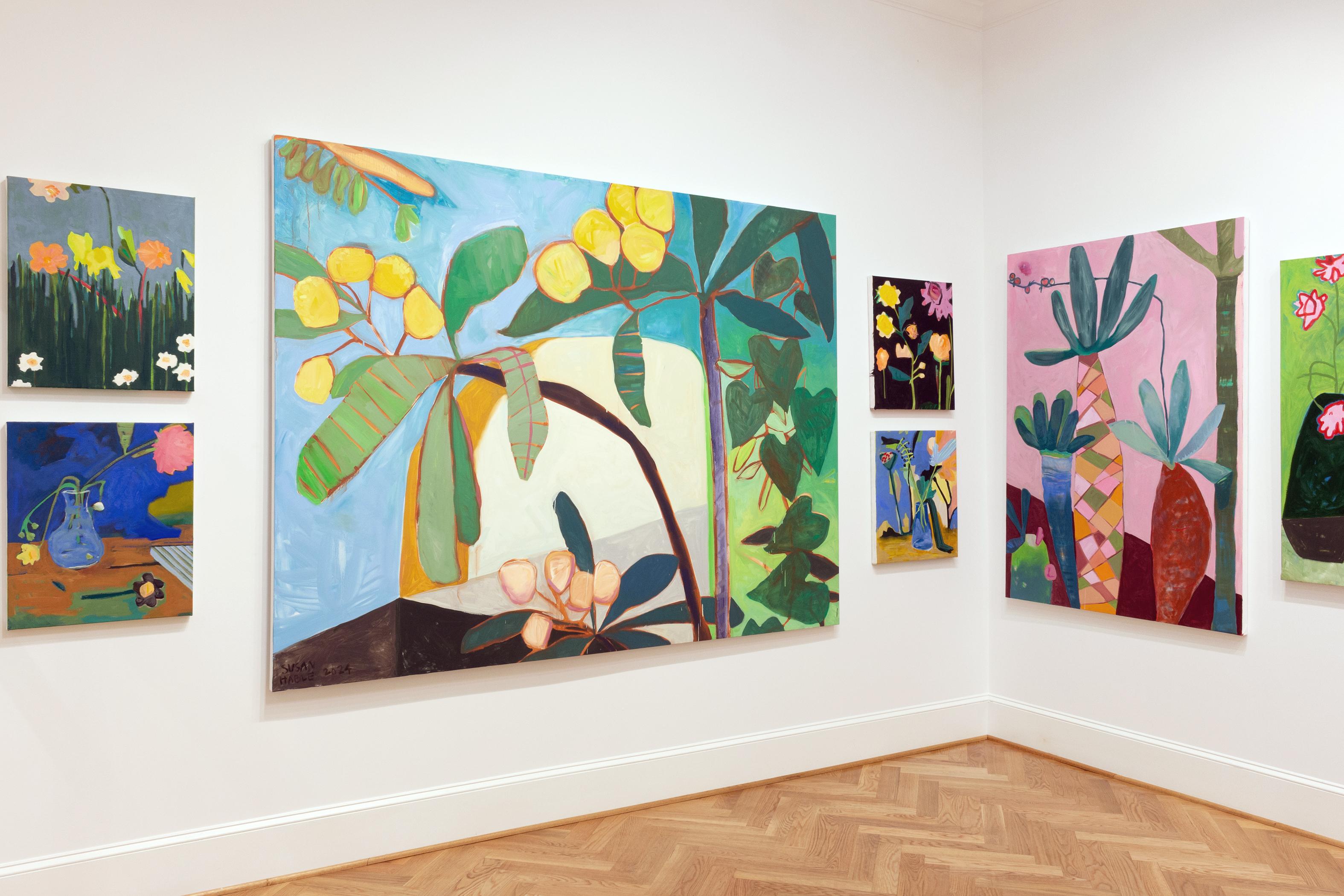 Questo quadro è un dipinto botanico astratto con sfumature di blu, arancione, verde e giallo su un fondo nero.

Susan Hable si ispira alle opere di David Hockney, Milton Avery, Henri Matisse, Alex Katz, Howard Hodgkin, Hilma af Klint, Georgia