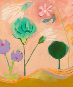 "Out Yonder" colorful abstract painting, botanical, dark, flower, painterly