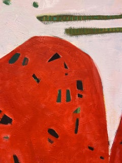 "I Hill" - rouge et rose, abstrait, motif, paysage